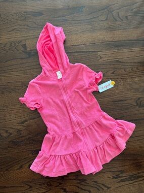 Cat & Jack Bright Pink Hooded Terry Zip Dress